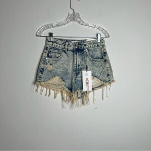 Rise Supply Co. Festival Shorts Super Distressed Cut Off Denim Size 5 New